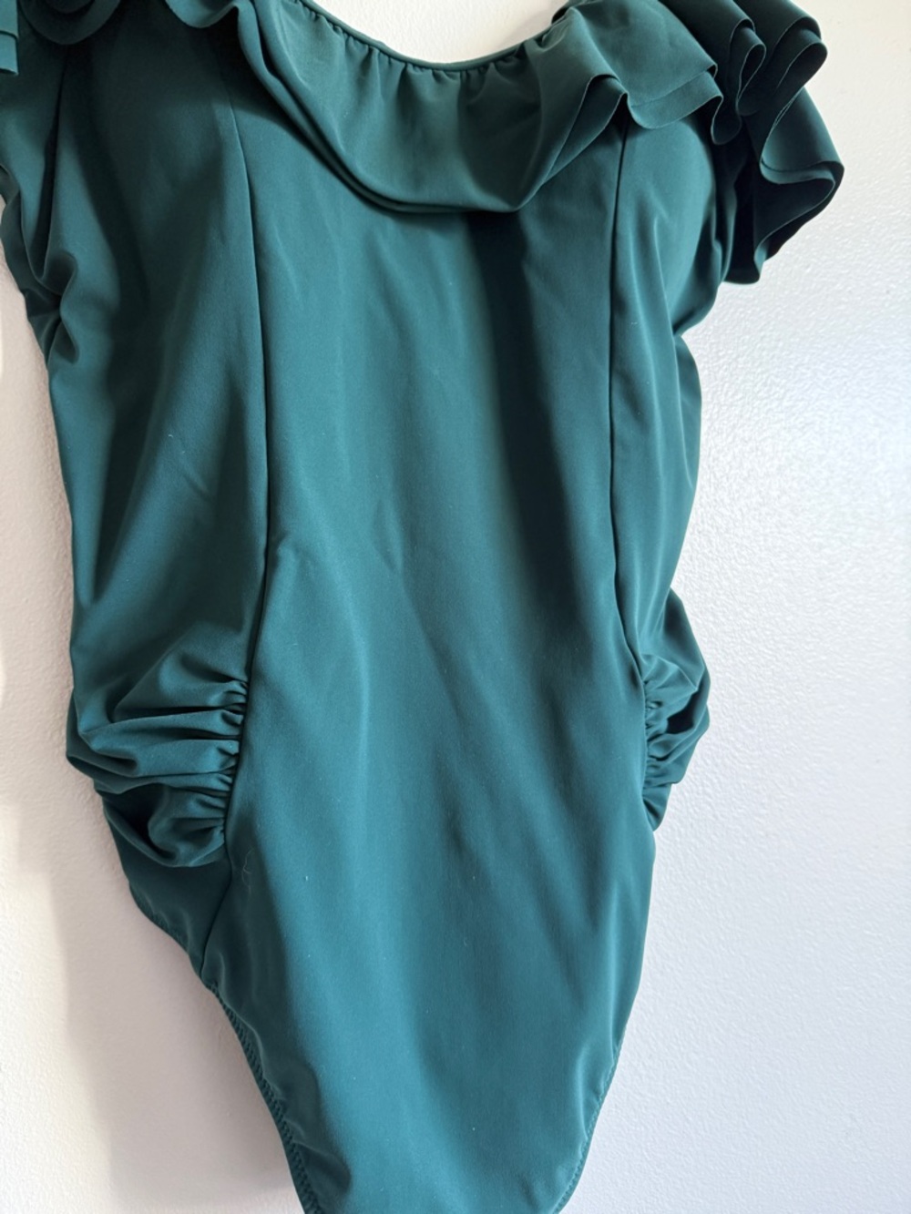 Emerald Green Ruffle One-Piece Swimsuit - Picture 3 of 7